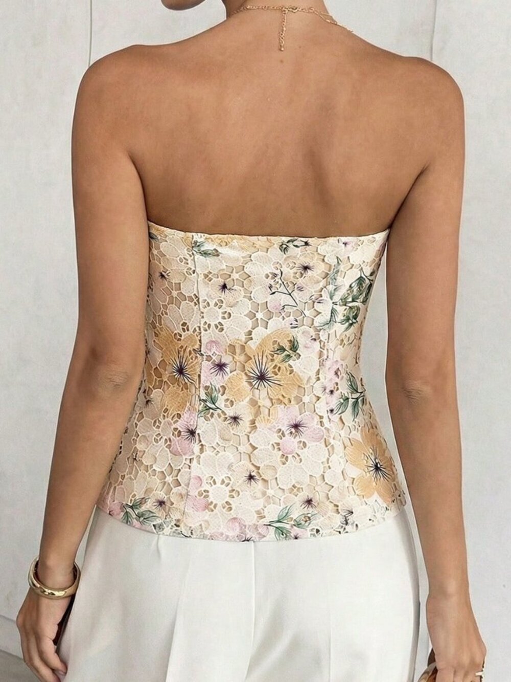 Yellow Boho Women's Elegant Floral Camisole Top - Picture 2 of 6